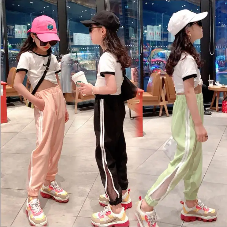 Baby Girls Sweaterpants Ultra-thin Hip-hop Pants for Girl Children Sport Kids Trousers Clothing 6 8 10 12 Year | Мать и ребенок