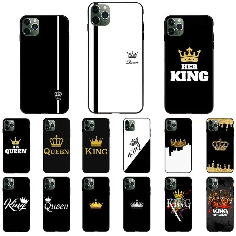

King Queen Crown Phone Case for iPhone 11 12 mini pro XS MAX 8 7 Plus X XS XR