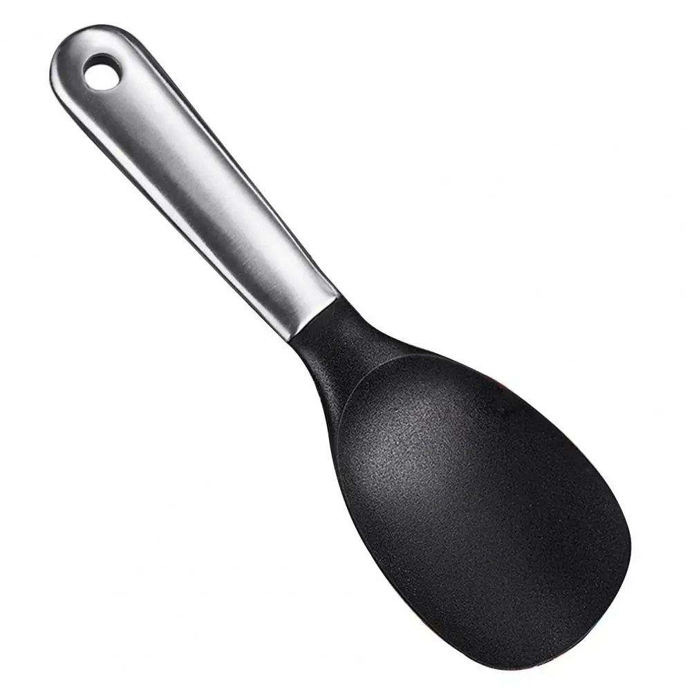 

Kitchen Stainless Steel Thickened Long Handle Silicone Rice Spoon Non-slip Restaurant Rice Spoon