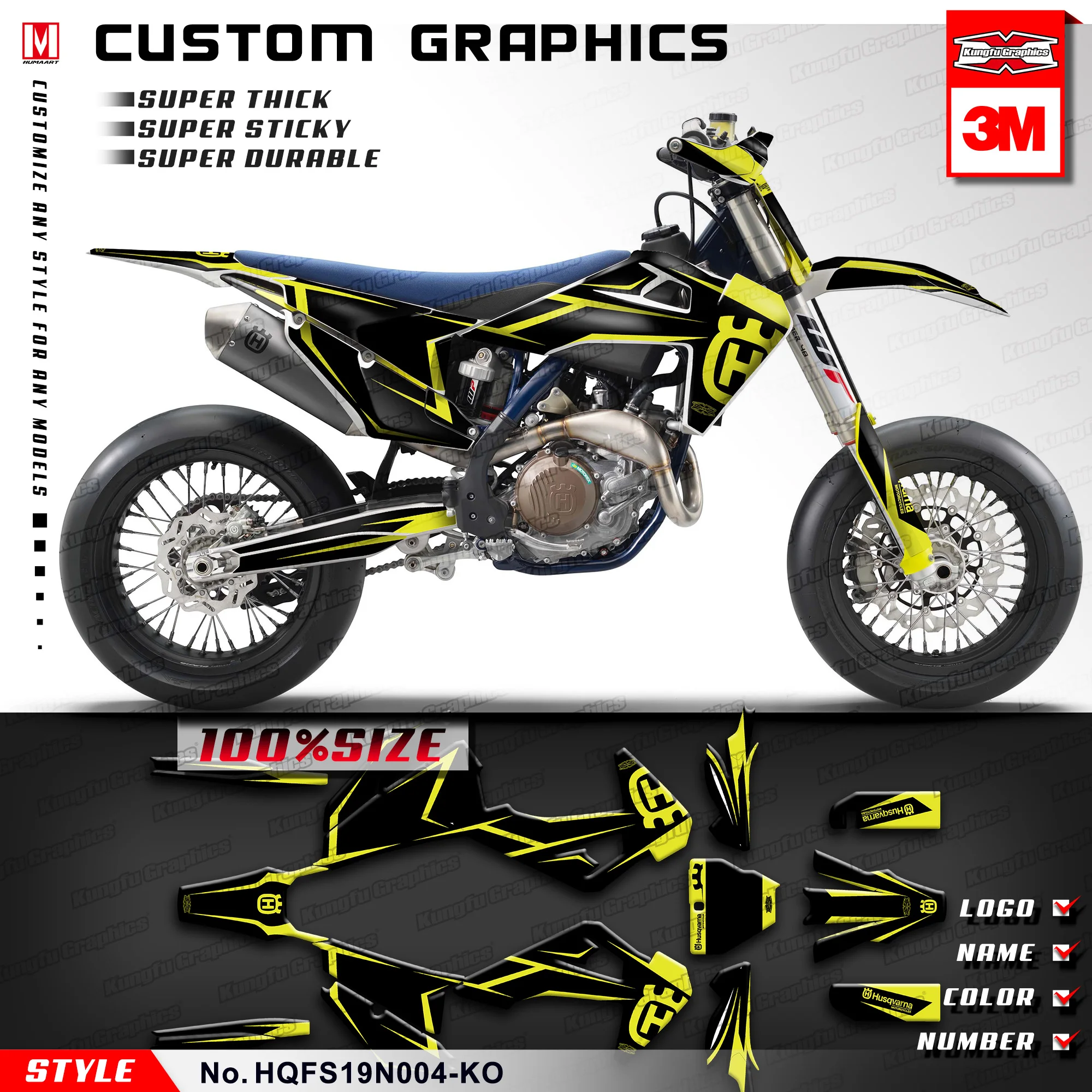 Кунг-фу графика пользовательские наклейки комплект для Husqvarna TC FC TX FX FS TE FE 125 150i 250 250i 300 300i 350 450 501