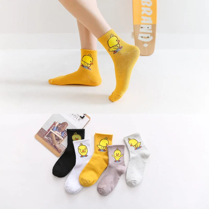 Теплая мода мультфильм Симпатичные Короткие носки женские Harajuku милые носки до лодыжки хипстер скейтборд носки-плавники женская обувь; большие размеры 34-41 размер - Color: Black