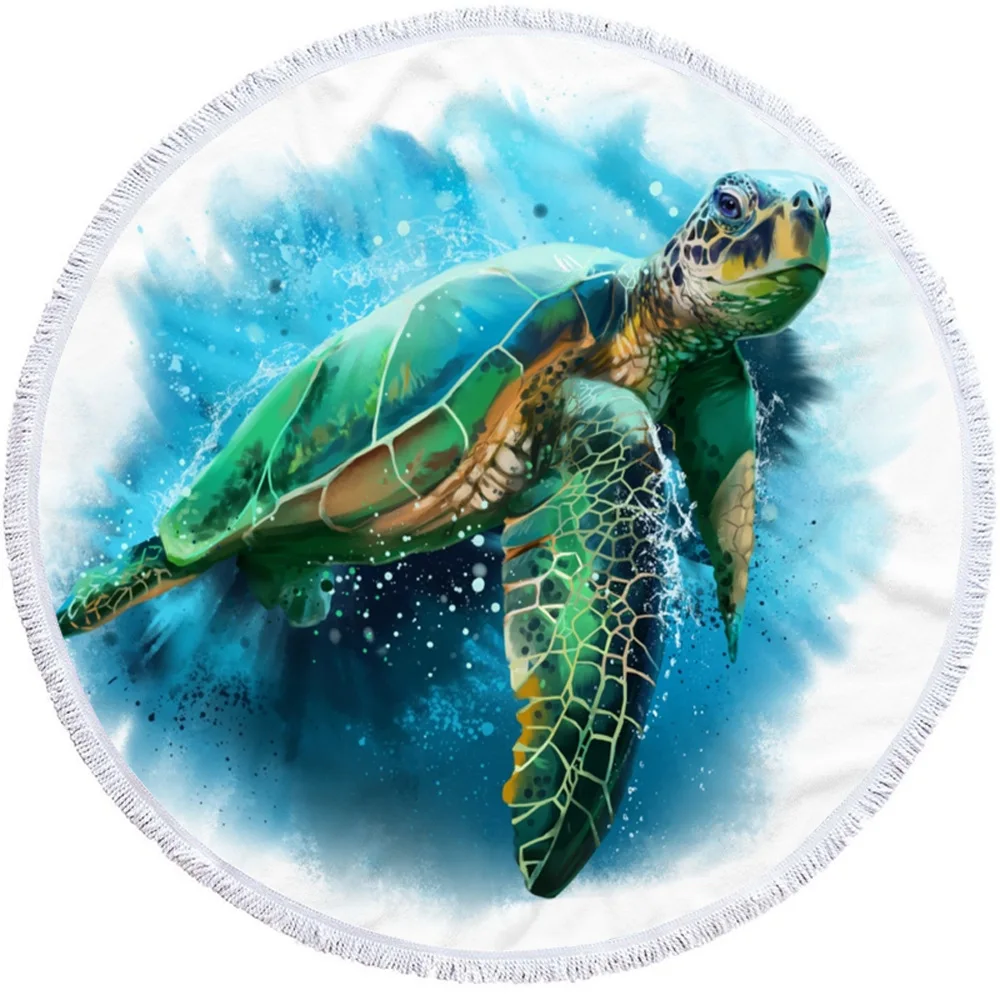 Морская черепаха круглое пляжное Полотенца карта круг пляжный коврик Roundie