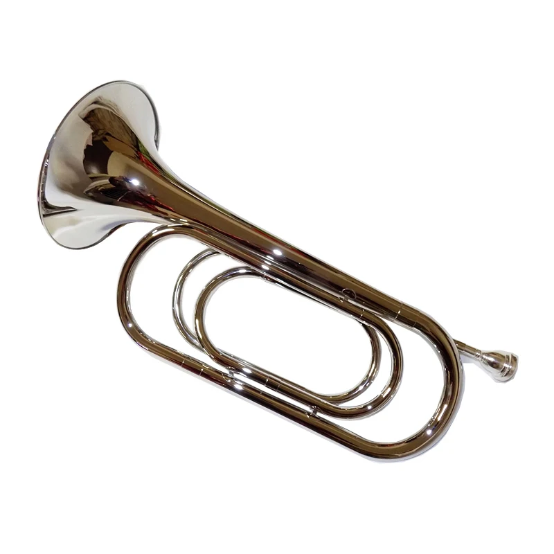 

Bb Bugle Horn with Bag Nickel plated Finish Musical Instruments Trumpet