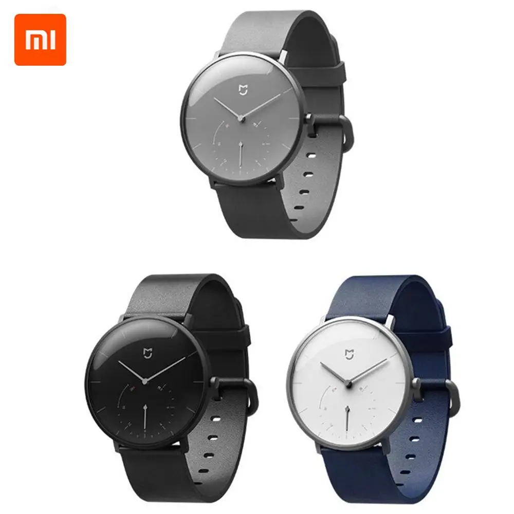 Кварцевые часы Xiaomi Mijia SYB01 с кожаным ремешком водонепроницаемость 3 АТМ двойной
