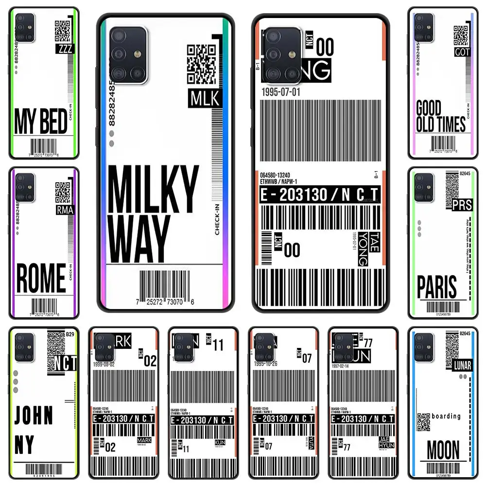 

Fly Ticket AIR Tickets Phone Case for Samsung Galaxy A51 A71 A21s A12 A31 A41 A32 A02s A11 A72 A52 A42 5G A01 A91 A21 EU Cover