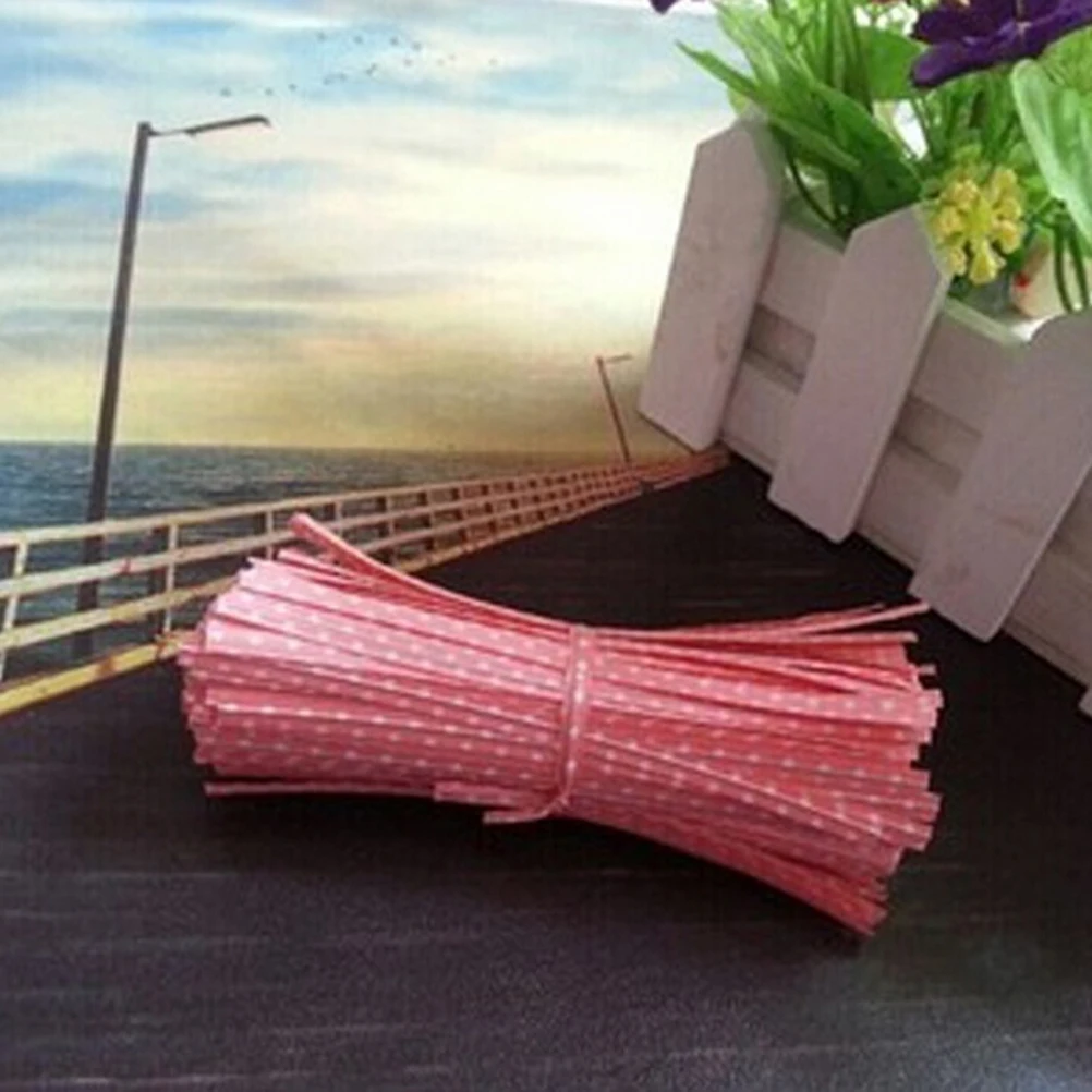 

100Pcs/pack Candy Metallic Dot Twist Ties Wire Cello Bags Lollipop Pack Fastener Sealing For Cake Pops Party Supplies