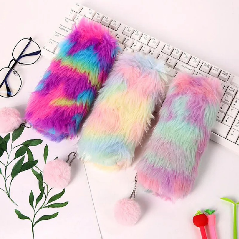 Kawaii Радуга юбка баллон из плюша школьный Карандаш Чехол для девочек милая