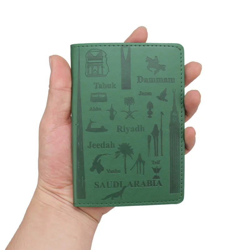 

Travel Designer Saudi Arabia Green Passport Cover Women Men Slim Credit Card Holder License Ticket Wallet Document Organizer