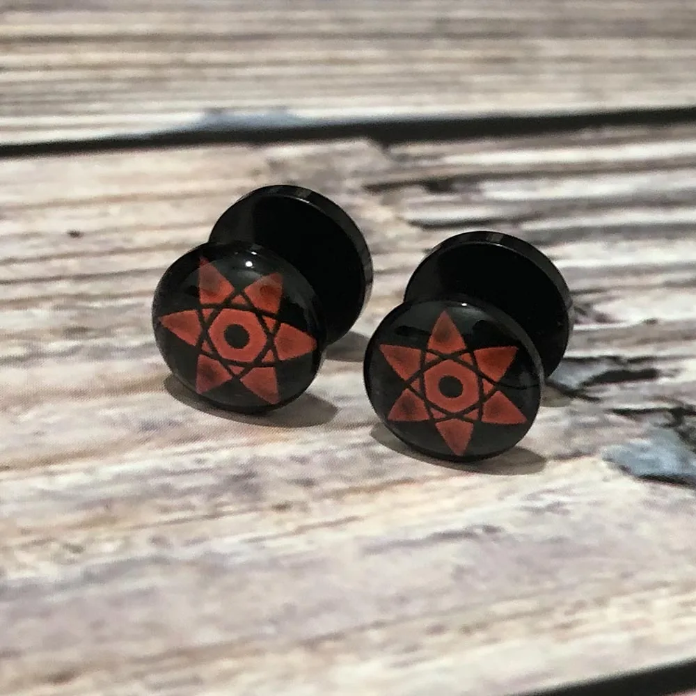 2 шт./лот 1 0 мм/18 г аниме Шаринган глаза Логотип Поддельные беруши и Sasuke Akatsuki Uchiha