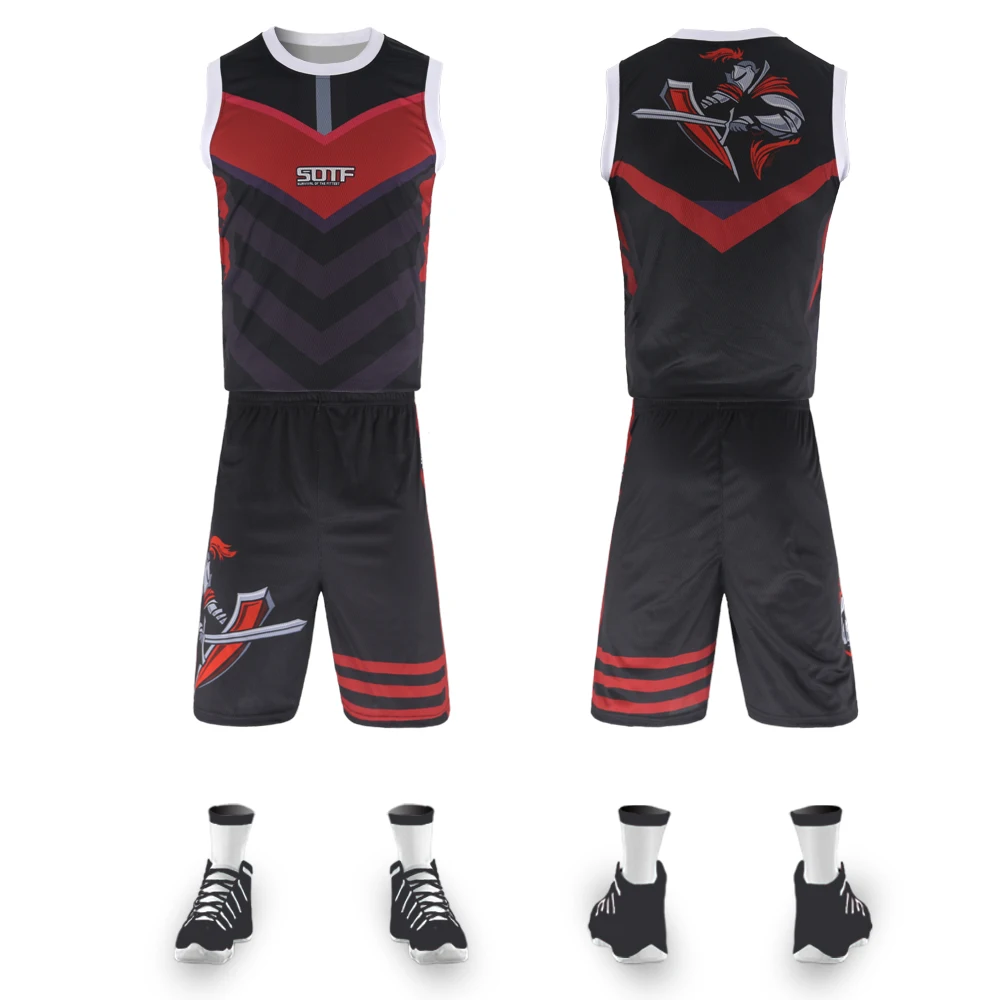 Красные геометрические дышащие тренировочные быстросохнущие баскетбольные