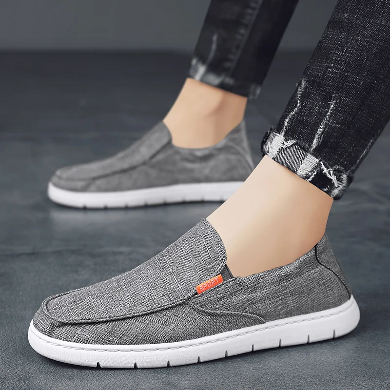 

Men Casual Shoes Canvas Linen Slip-On Loafers Breathable New Male Outdoor Classic Walking Flats Driving Lazy Shoes