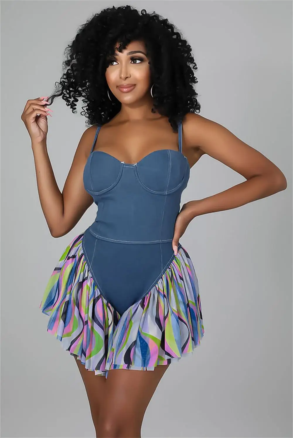 

2021 summer new hot hakama suspenders denim shorts women casual jumpsuit stitching two-color female hot pants
