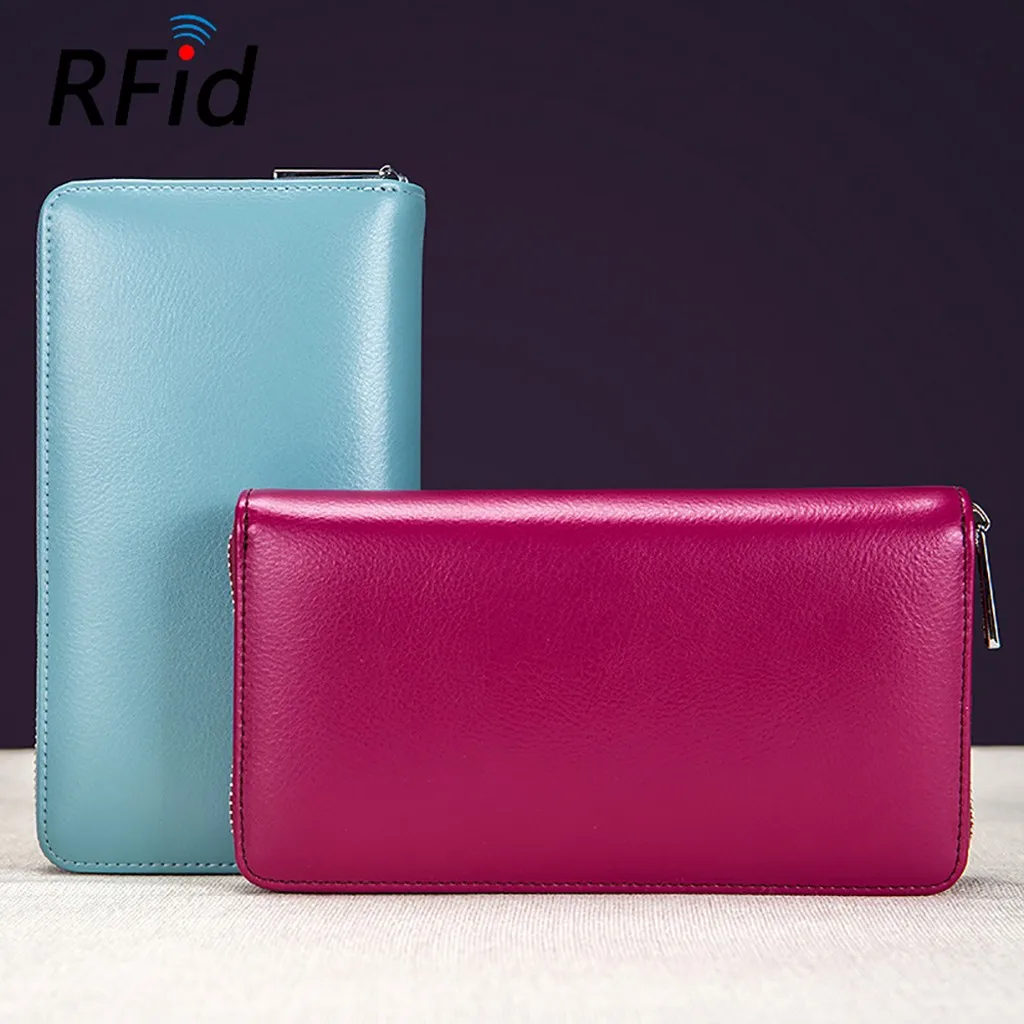 Кожаный RFID блокирующий держатель для кредитных карт мужской Противоугонный дорожный паспорт Длинный кошелек женский деловой ID держатель 36 бумажник для карт