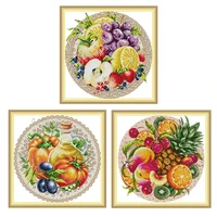 applepeach and tomato fruit crossing for living room wall decor cross stitch 11ct full embroidery needlework kit printed canvas