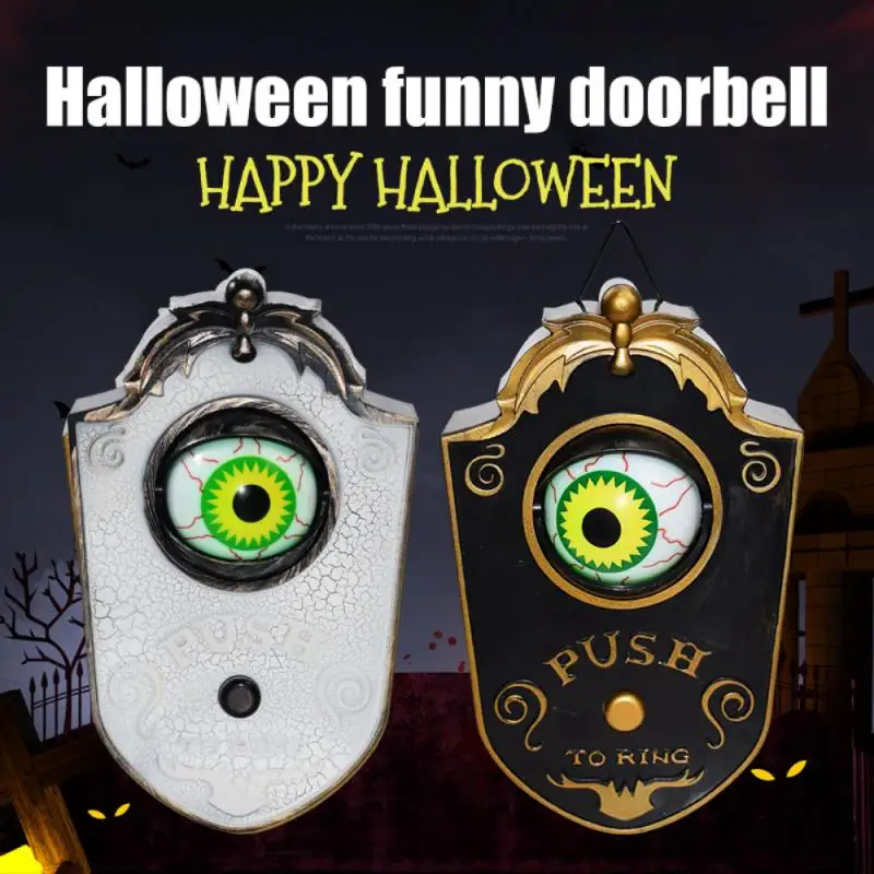 

Вращающийся одноглазный дверной звонок на Хэллоуин, украшение на День призрака, светящийся кусок, подвесной пластиковый дверной звонок для...