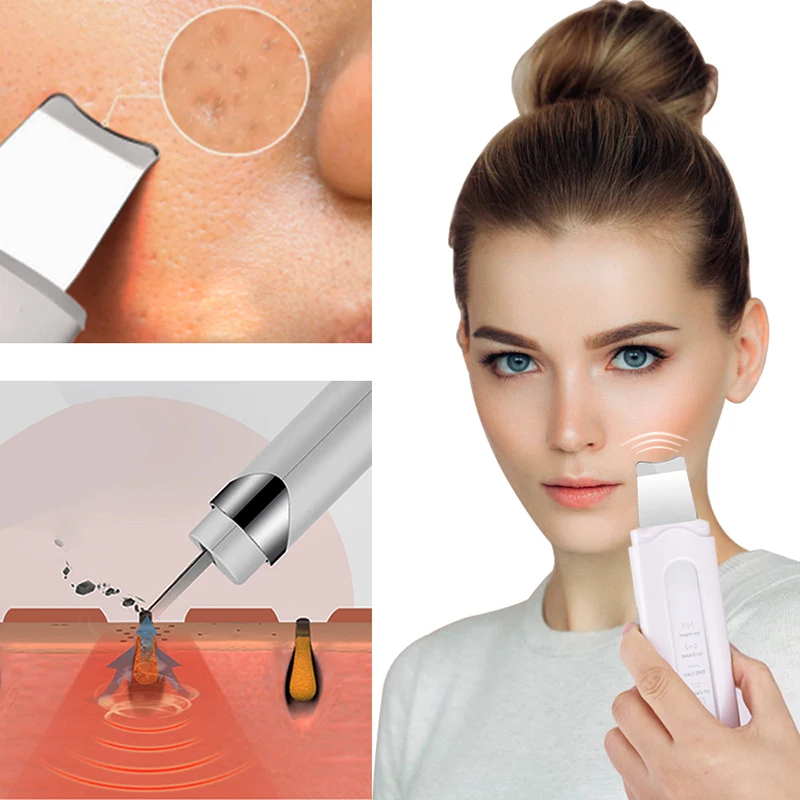

Ultrasonic Skin Deep Cleaning Face Scrubber Vibrating Facial Cleansing Skin Spatula Peeling Beauty Instrument