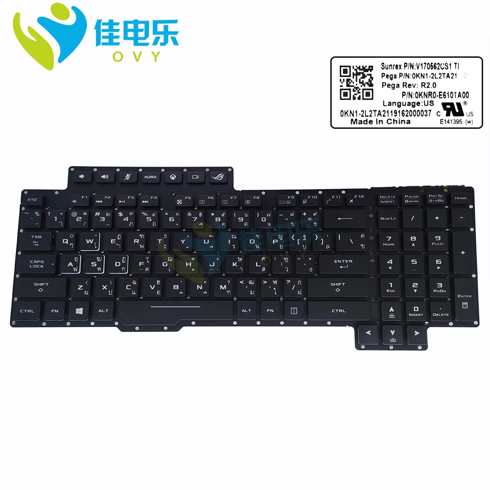 

TI Thai Thailand replacement keyboards for Asus ROG G703VI XH74K XH78K G703 XS98K keyboard RGB colorful backlight 0KNR0 E610TA00