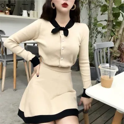 Женское вязаное платье FINEWORDS винтажный комплект из 2 предметов элегантное