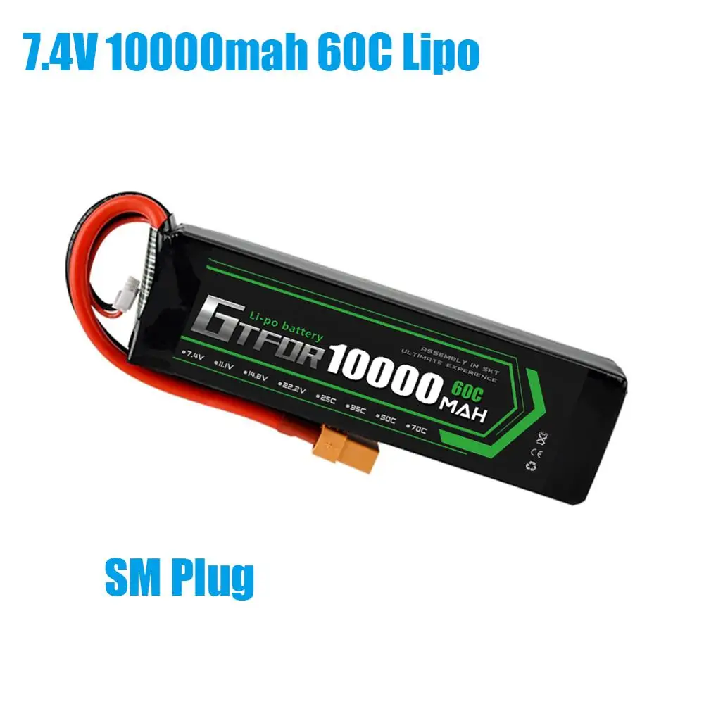 GTFDR батарея lipo 2S 7,4 V 10000mah 60C 120C HV 3S 11,4 V 5200mah 20C 40C для радиоуправляемого автомобиля дрона FPV Walkera QR X350 PRO квадрокоптера - Цвет: 1PCS10000mahSM