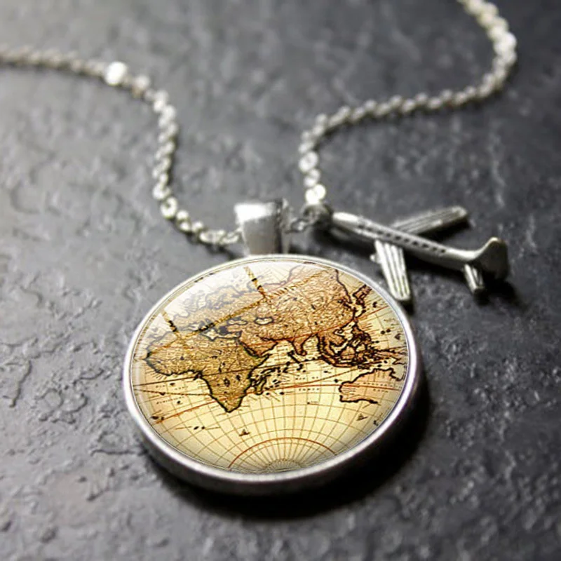 XUSHUI XJ винтажное ожерелье с картой мира путешествие исследование Обнаружение