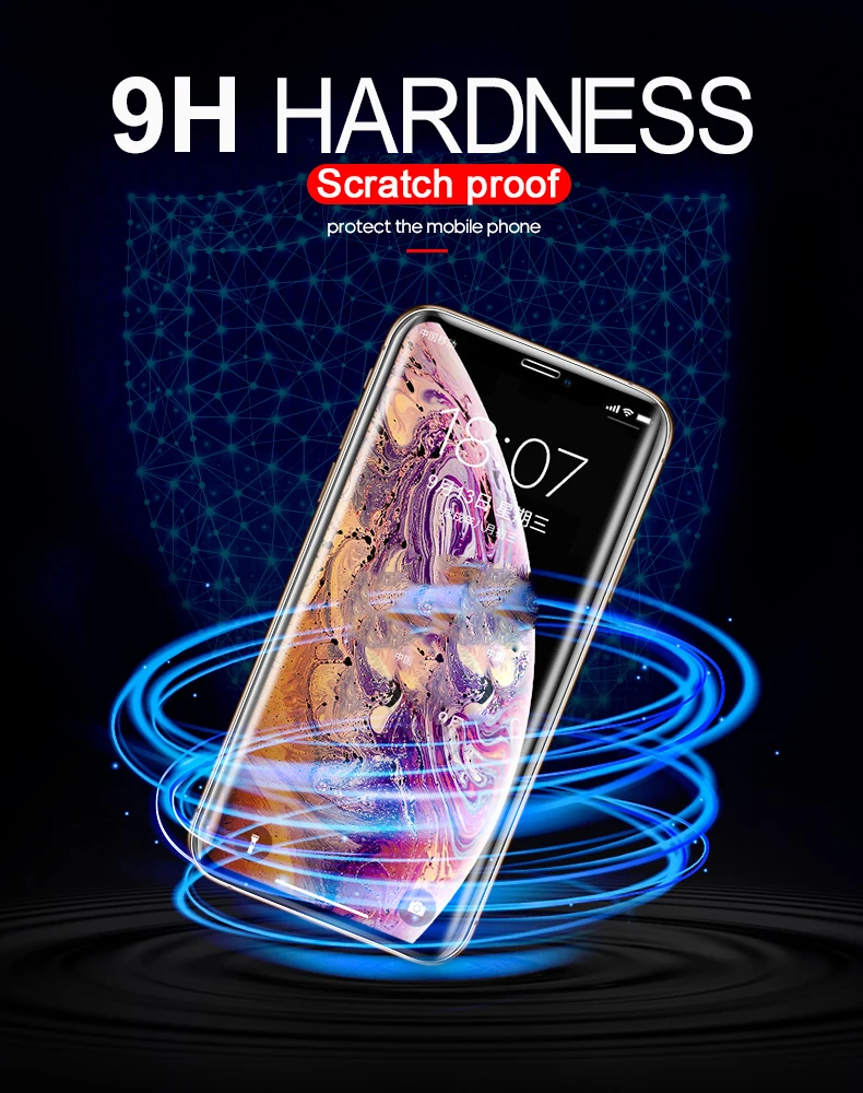 20D нано жидкое полное покрытие Защитное стекло для iPhone 7 8 6 Plus Защита экрана для X XR XS Max 11 pro УФ Закаленное стекло пленка