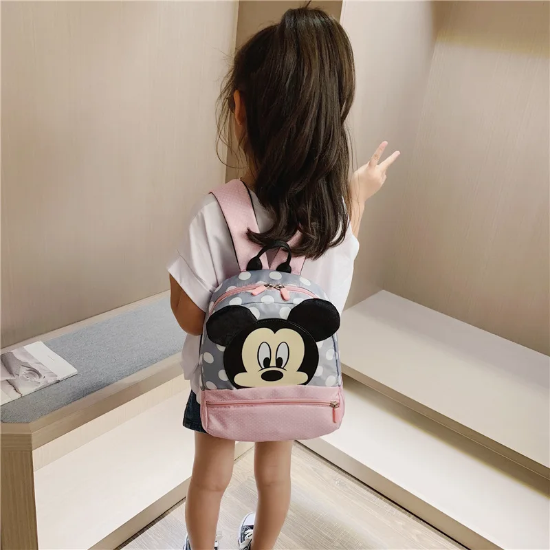 Детский рюкзак для путешествий с героями мультфильмов плюшевый бантом Микки и