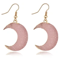 fashion jewelry korean pink moon earring hook resin quartz blue white moon earrings drop earrings for women accessories brinco
