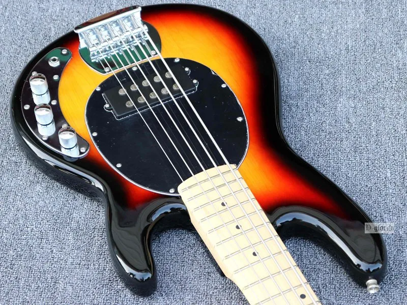 Sunburst Цвет 5 струнная электрическая бас-гитара глянцевый полный корпус из красного дерева болт на бас-гитаре ra