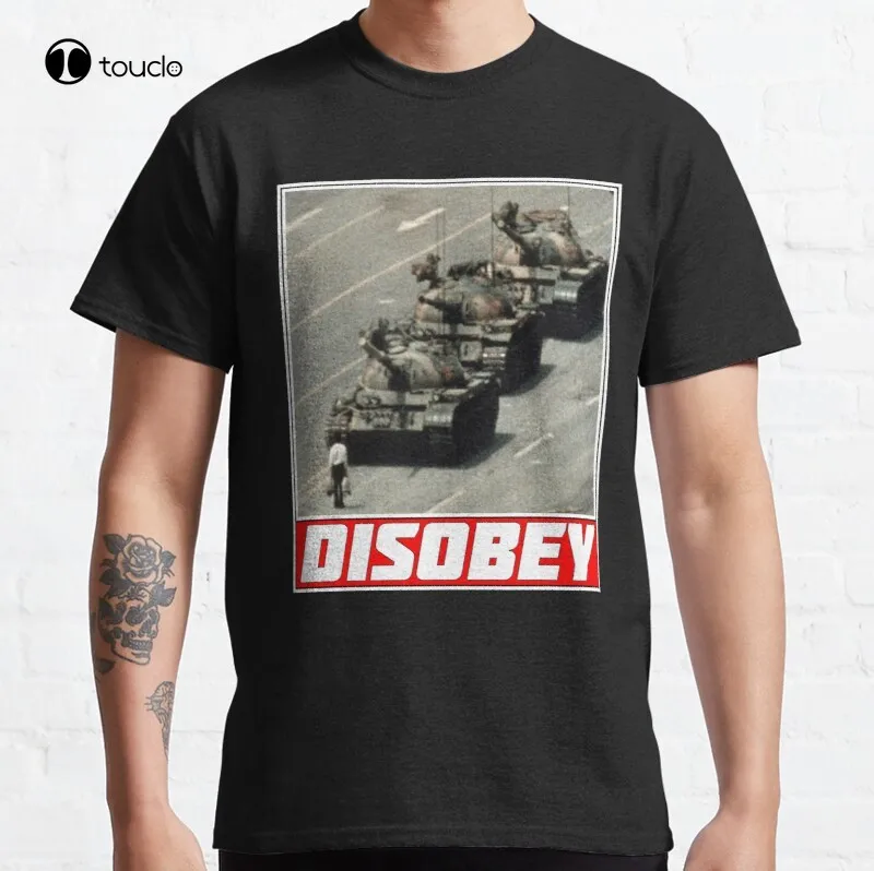 

Классическая футболка Disobey, хлопковая футболка унисекс на заказ, футболка с цифровым принтом для подростков, модная забавная новая хлопкова...