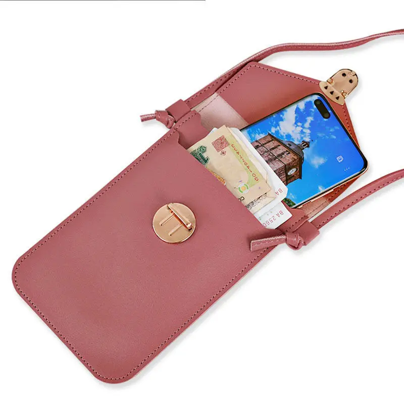 

Женский кошелек для сотового телефона с сенсорным экраном, кошелек для смартфона, сумка из искусственной кожи на ремне через плечо, женская ...