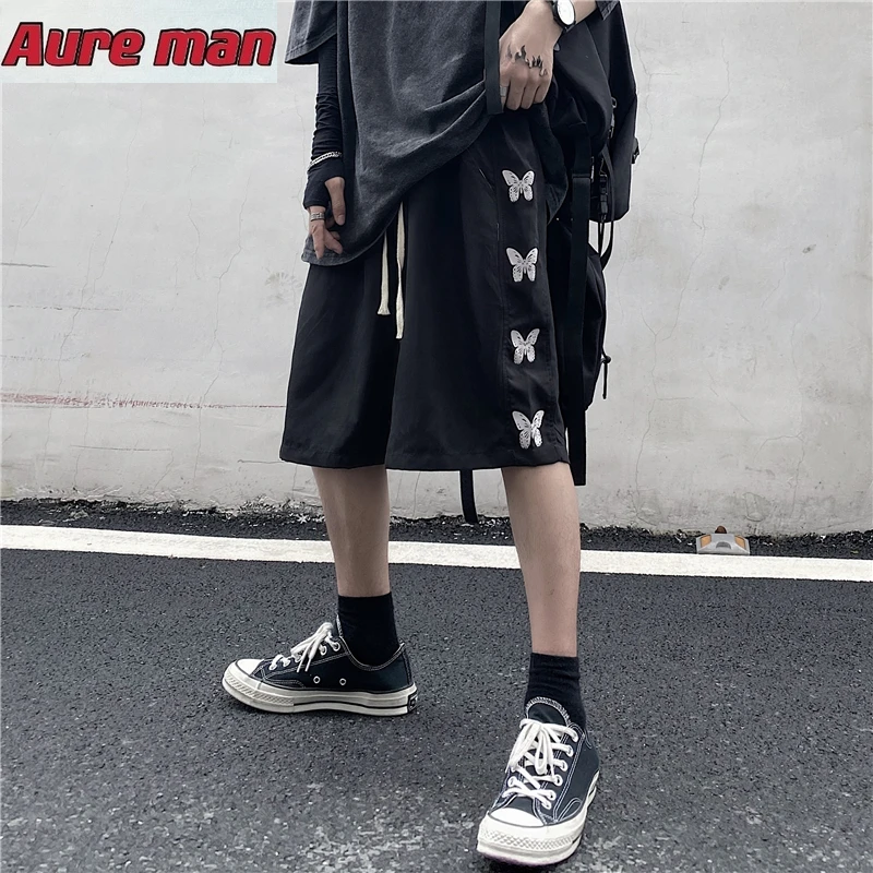 

Summer trend hip hop butterfly print personality wide leg straight slacks for men and women men clothing men casual shorts