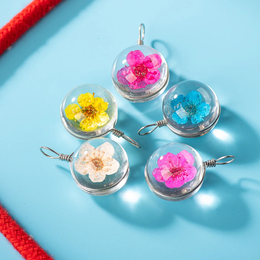 15 мм 16 #5 шт железная проволока натуральный сушеный цветок со стеклянной бусинкой