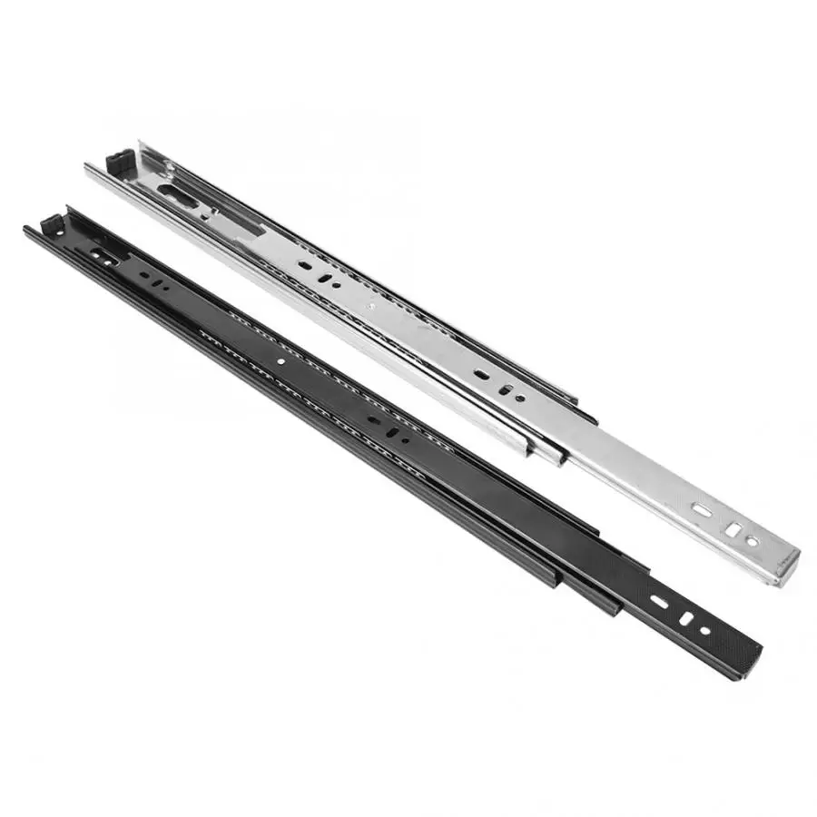 2Pcs 14in Drawer Slide Telescopic 3 Section Cold Rolled Steel for Mobile Cabinet White/Black sliding mechanism door fittings |