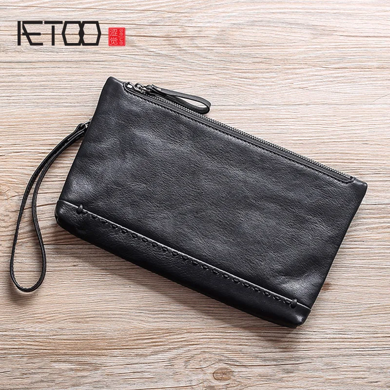 Сумка AETOO мужская кожаная повседневная сумочка-конверт с эффектом псориаза на