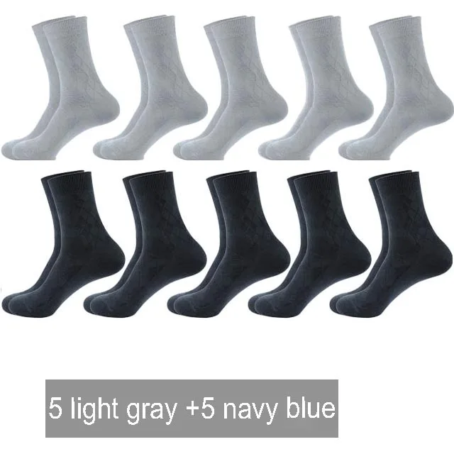 5lightgray 5navy 10 пар Новые Осень/Зима теплые дышащие Дезодорант хлопковые носки для мужчин платье Подарки Высокое качество - Цвет: 5lightgray 5navy