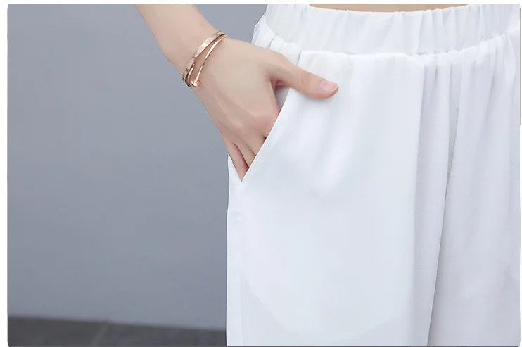 

Summer Suit Female 2020 New Large Size Women's Two-piece Printed Chiffon Top Wide-leg Pants Casual Fashion Suit Women's L551