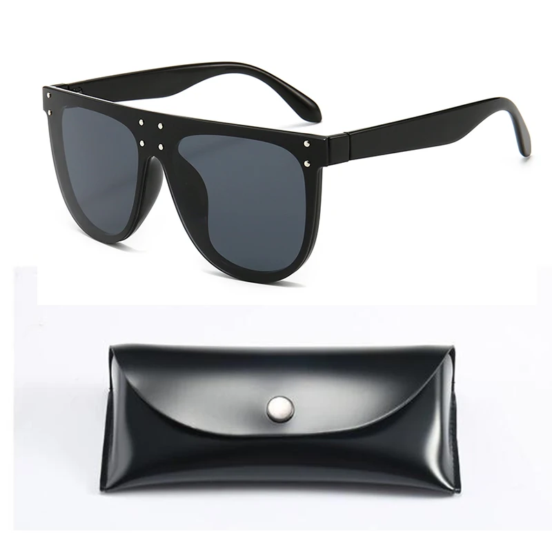 C1 black with box Модные уникальные зеркальные Квадратные Солнцезащитные очки для женщин мужские дизайнерские отражающие розовые солнцезащитные очки без оправы UV400 - Цвет линз: C1 black with box