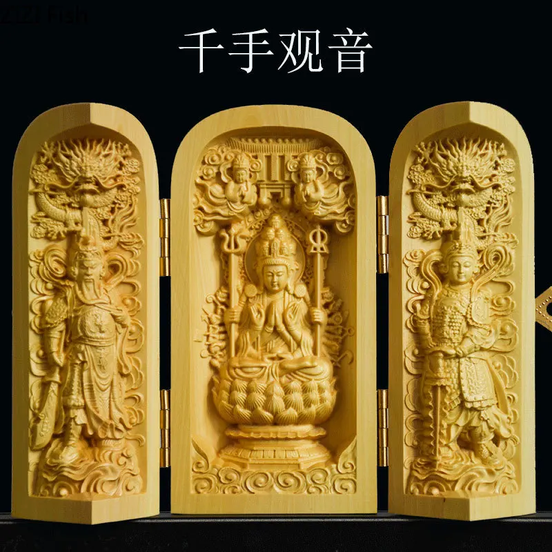 Китайские статуи для украшения самшита статуя Будды резьба по дереву
