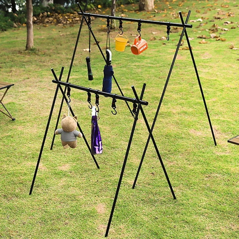 

Outdoor Folding Shelf Aluminum Alloy Lightweight Clothes Storage Hanger Cookware Eequipment Hanging Rack Triangle Rack