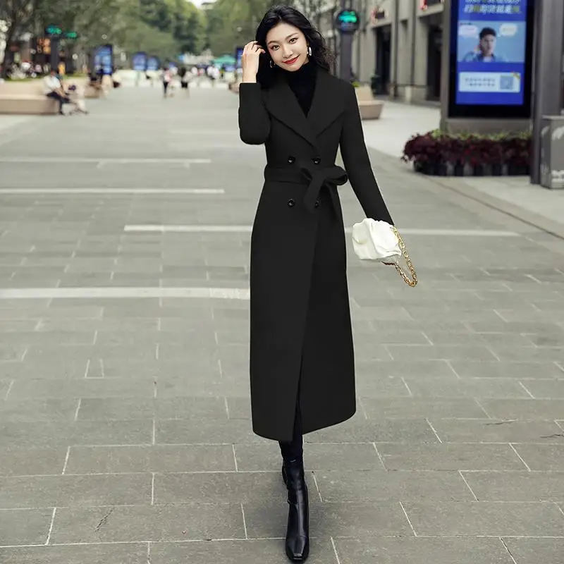 

Winter New Woolen Coat Women's Mid-length Korean Style Temperament Slim-fit Imitation Gold Mink Woolen Coat Women