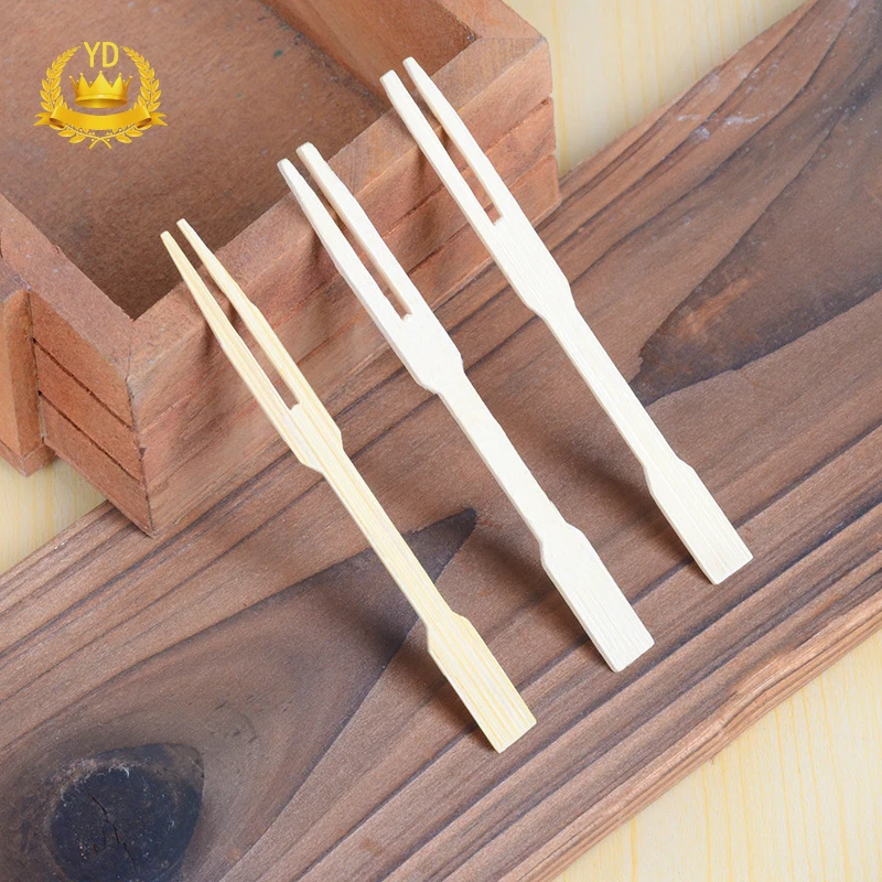 

100Pcs Disposable Bamboo Catering Forks Fruit Food Fork Kitchen Supplies