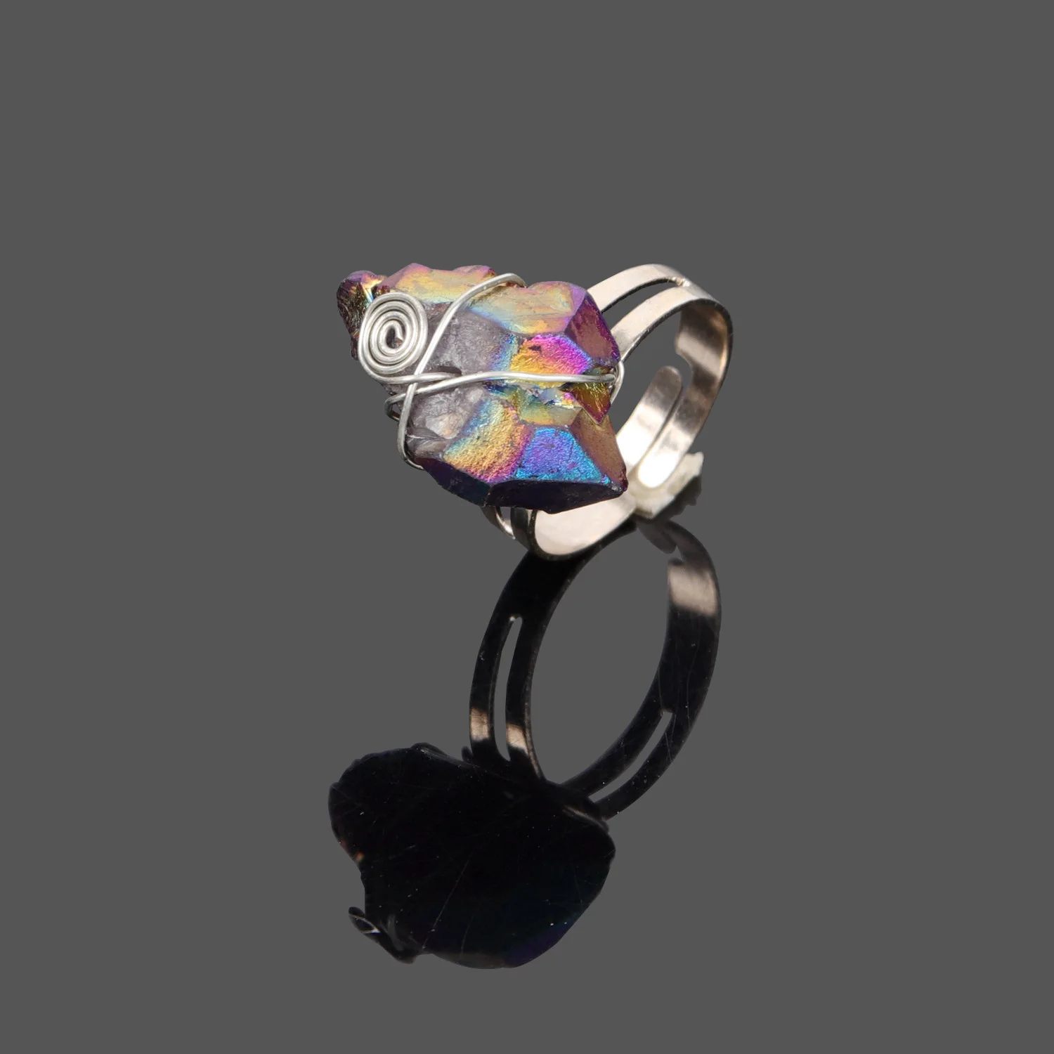 

Adjustable Colorful Natural Stone Irregular Raw Crystal Ring For Women Wholesale