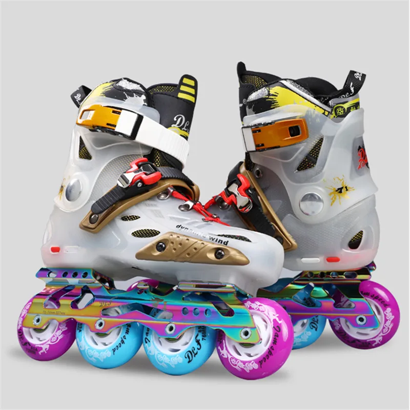 

D&F Dynamic Wind Transparent Adult Roller Skates Patines Man Female Girl Inline Skating Shoes 4 wheels Girl Boy Rolling Sneaker