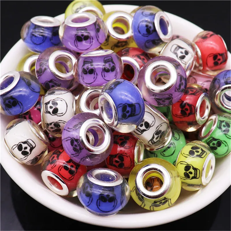 50 шт. в партии Разноцветные Бусины из муранской смолы с большим отверстием