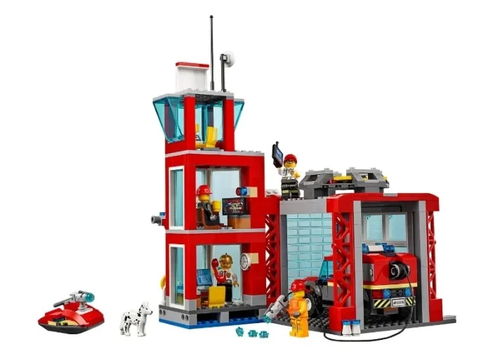 Конструктор блочный детский развивающая игрушка для мальчика Пожарное депо 11215