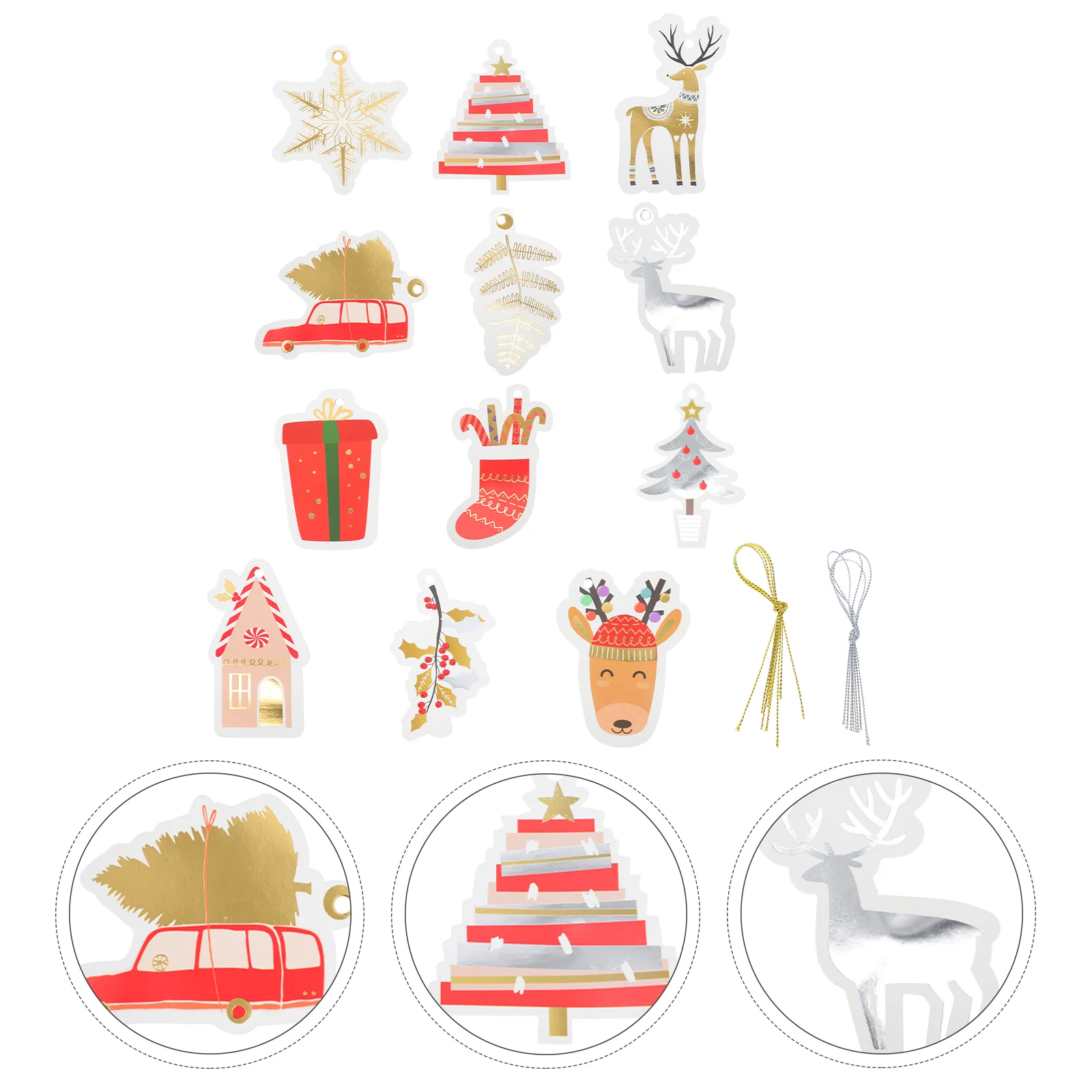 

144Pcs Creative Tree Hanging Adorn Paper Cartoon Tree Pendant Xmas Supply