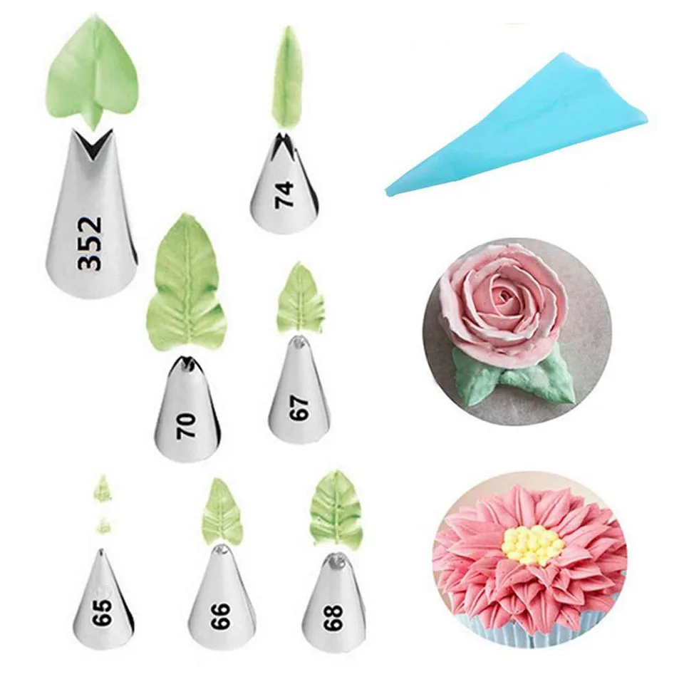 

304 Seamless Leaf Decorative Mouth Pastry DIY Baking Decor Tools Nozzle Cake Decorating Mouth Set