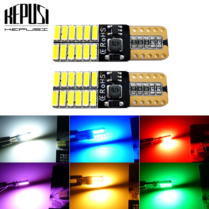 

2pcs T10 168 192 W5W 4014 LED Car Marker Light Parking Lamp Motor Wedge Bulb Side Wedge Interior Lighting White green purple