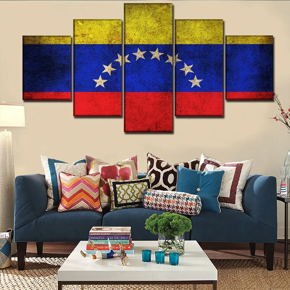 

5 Panel Flag Of Venezuela Modular HD Canvas Posters Wall Art Pictures Paintings Accessories Home Decor Living Room Decoration