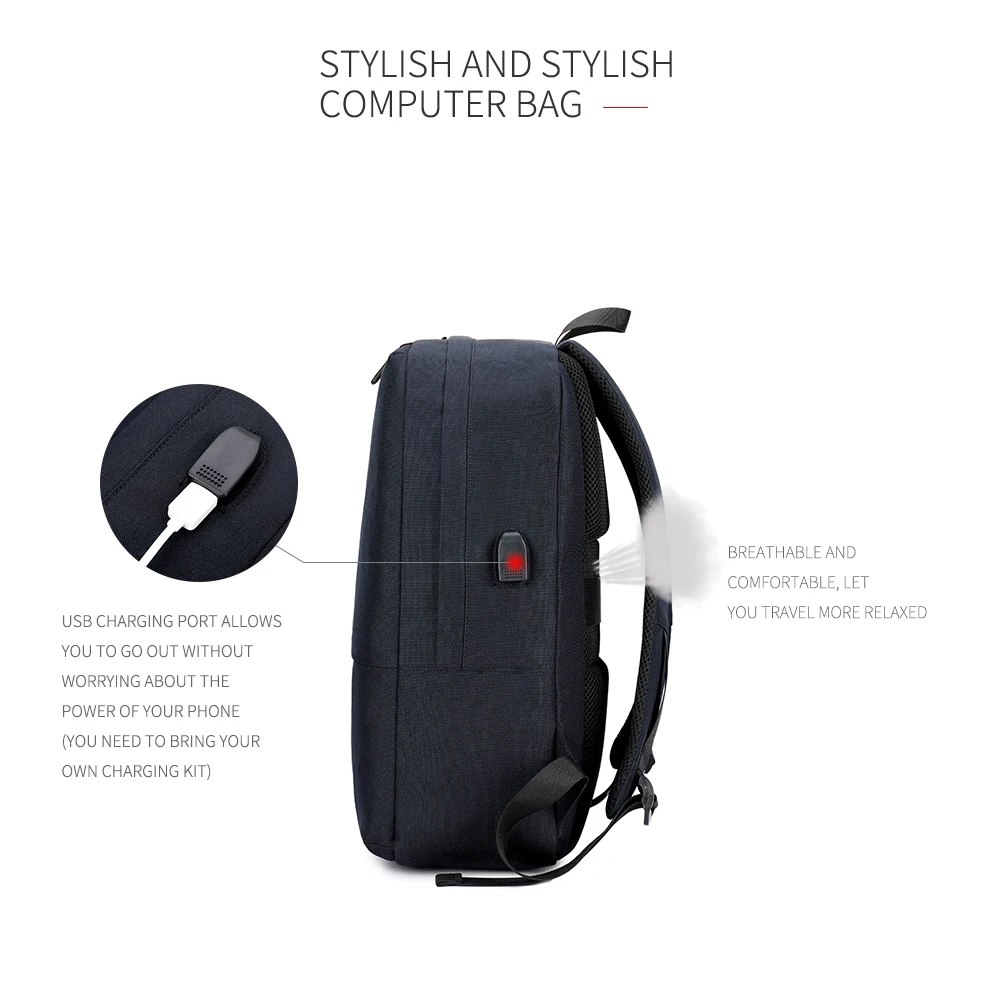 Men Laptop Rucksack Travel Backpack Women Large Capacity Business USB Charge College Student School Shoulder Bags | Компьютеры и офис